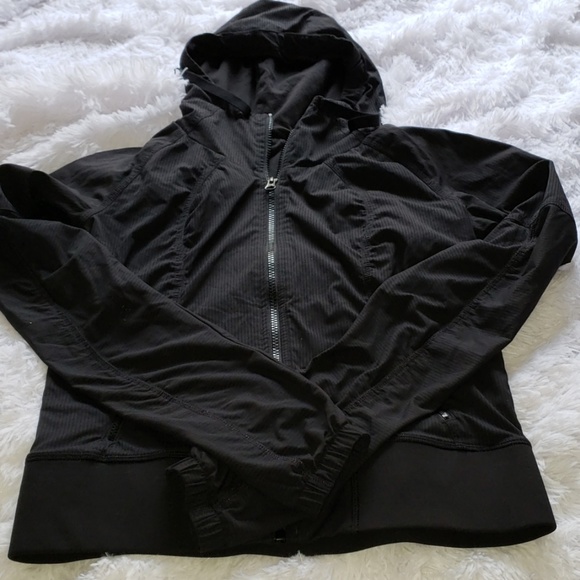 lululemon athletica Tops - Lululemon Black Hooded Jacket in size 6